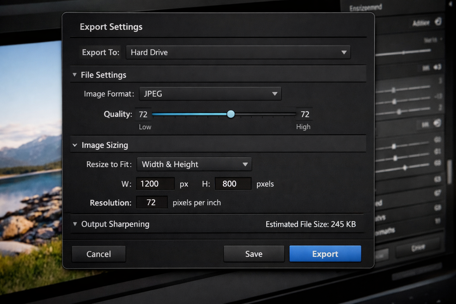 Web icin fotograf cikti kalite ayarlari